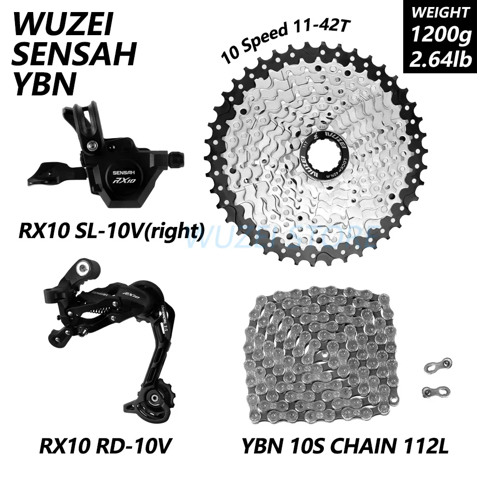 SENSAH RX10 1X10S M6000 велосипедные переключатели 11-42/46/50T Кассетный Маховик KMC X10 цепи Prowheel кривошипно MTB велосипеда указано - Цвет: RX10 YBN WUZEI 42T