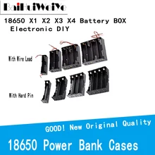 Estojo para bateria portátil, caixa de armazenamento com 1, 2, 3, 4 compartimentos para bateria, com fio de chumbo, diy 18650