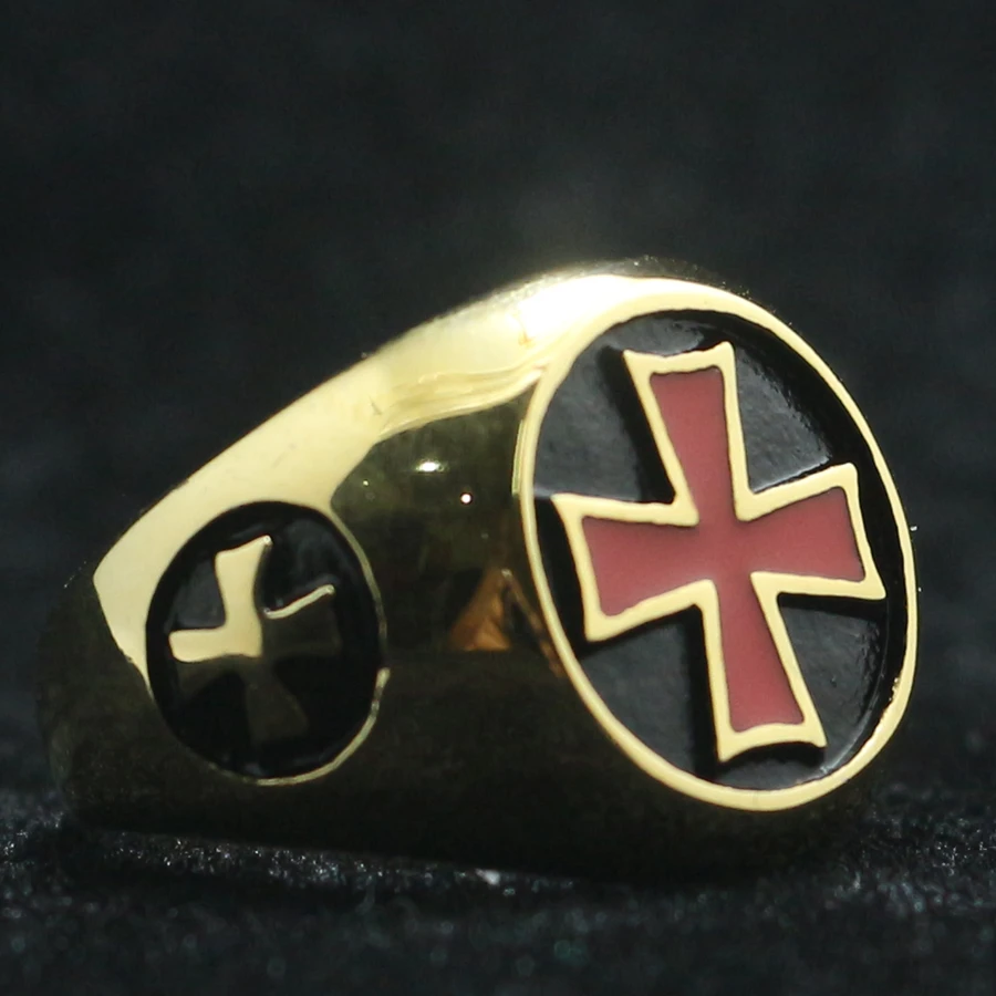 Mens Boys 316L Stainless Steel Cool Red Cross Ring | Украшения и аксессуары