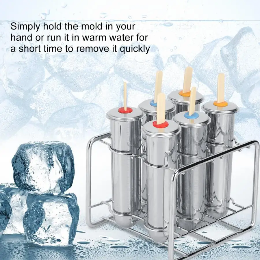 3/6/10PCS Stainless Steel Popsicle Molds Ice Cream Popsicle Holder Sticks Ice Cream Moulds Round/Flat Lolly Maker