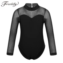 Для малышей и подростков, гимнастическое трико, платье с фатиновой юбкой, платье с длинным рукавом и ложным воротником балетное трико для девочек; Детские гимнастические комбинезон