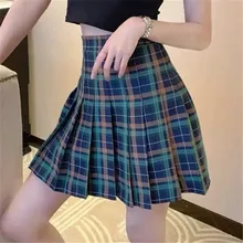 Летняя бежевая клетчатая хлопковая короткая мини-юбка в японском стиле MF916