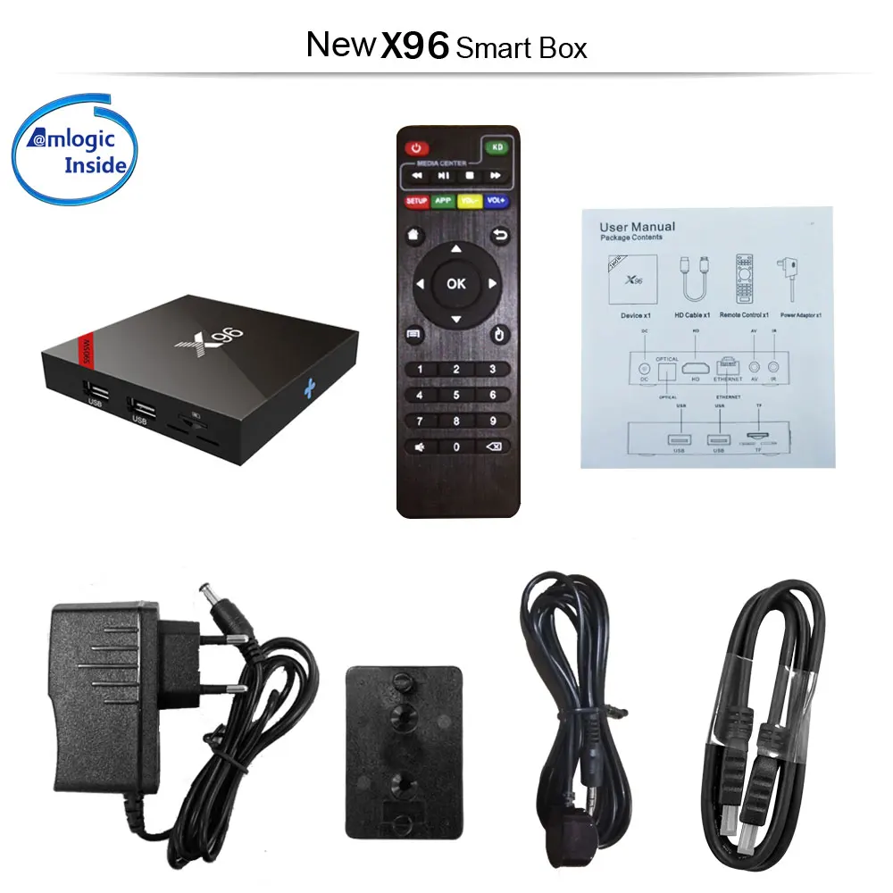 X96W Smart tv BOX Amlogic S905W Android tv Box четырехъядерный 1 ГБ/2 ГБ 8 ГБ/16 ГБ HD2.0 H.265 4K телеприставка 2,4 ГГц WiFi медиаплеер