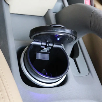 

1pc Universal Size Car Ashtray Garbage Coin Storage Cup Container Cigar Ash Tray with Blue LED Light Car Interior Accessories