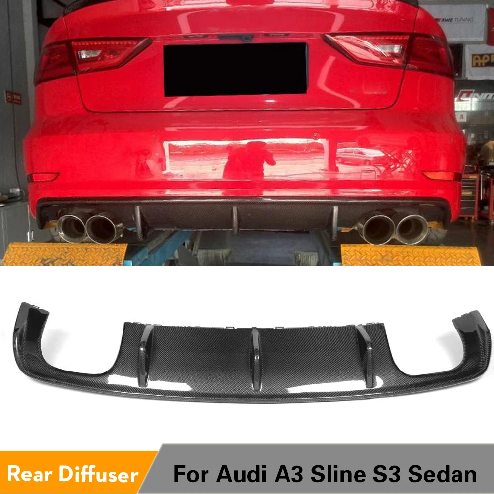 Углеродного волокна/FRP черный задний бампер диффузор спойлер для Audi S3 A3 Sline седан 4