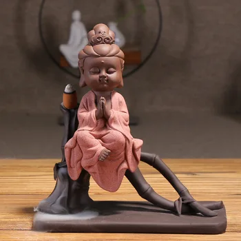 

Boutique Little Buddha Buddha Censer Zen Backflow Incense Burner Home Office Teahouse Home Decor Give 10 Incense Cones