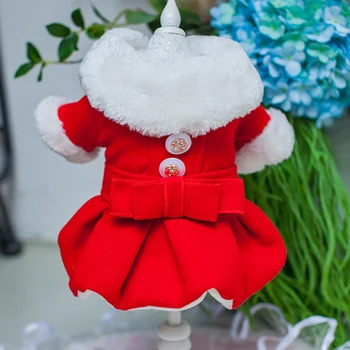 

Lovely Button Designer Pet Dog Clothes Thicken Winter Warm Princess Wedding Coat Jacket For Small Dogs Cotton Ropa Perro Red 10E