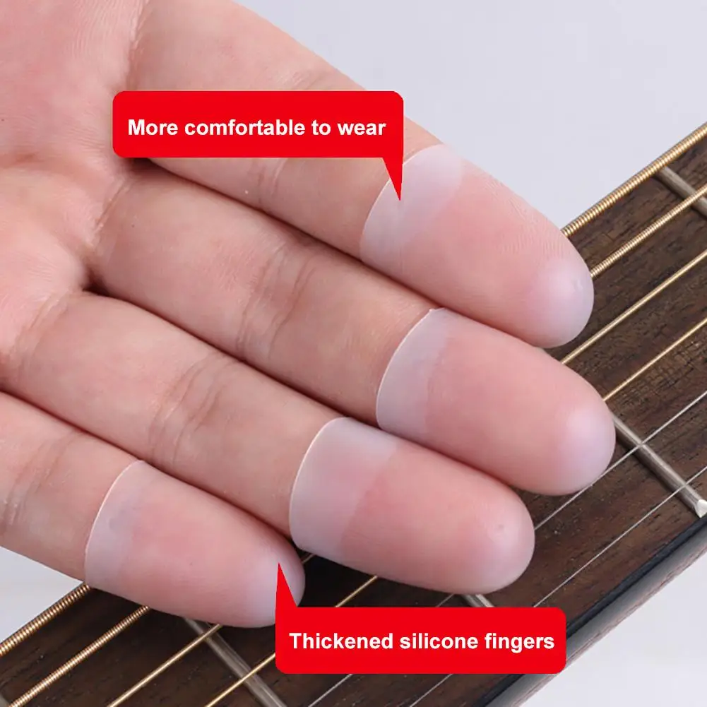 SAPHUE 12Pcs Fingertip Protector Silicone Guitar String Finger Guard  Against the Press Sore Finger Ballad Guitar Small Medium Large