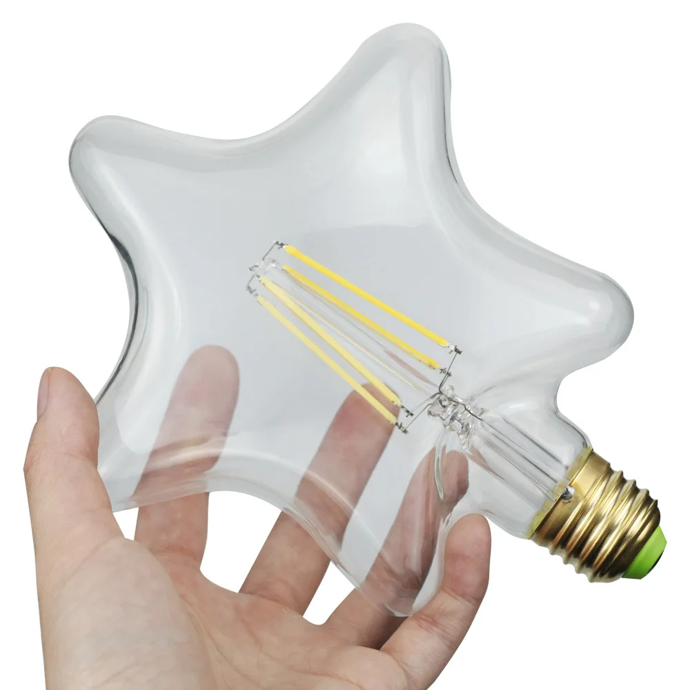 Five-pointed Star Stars White Light LED Vintage Star Fireworks Warm Yellow Holiday Decorative Light Bulb 4000K E27