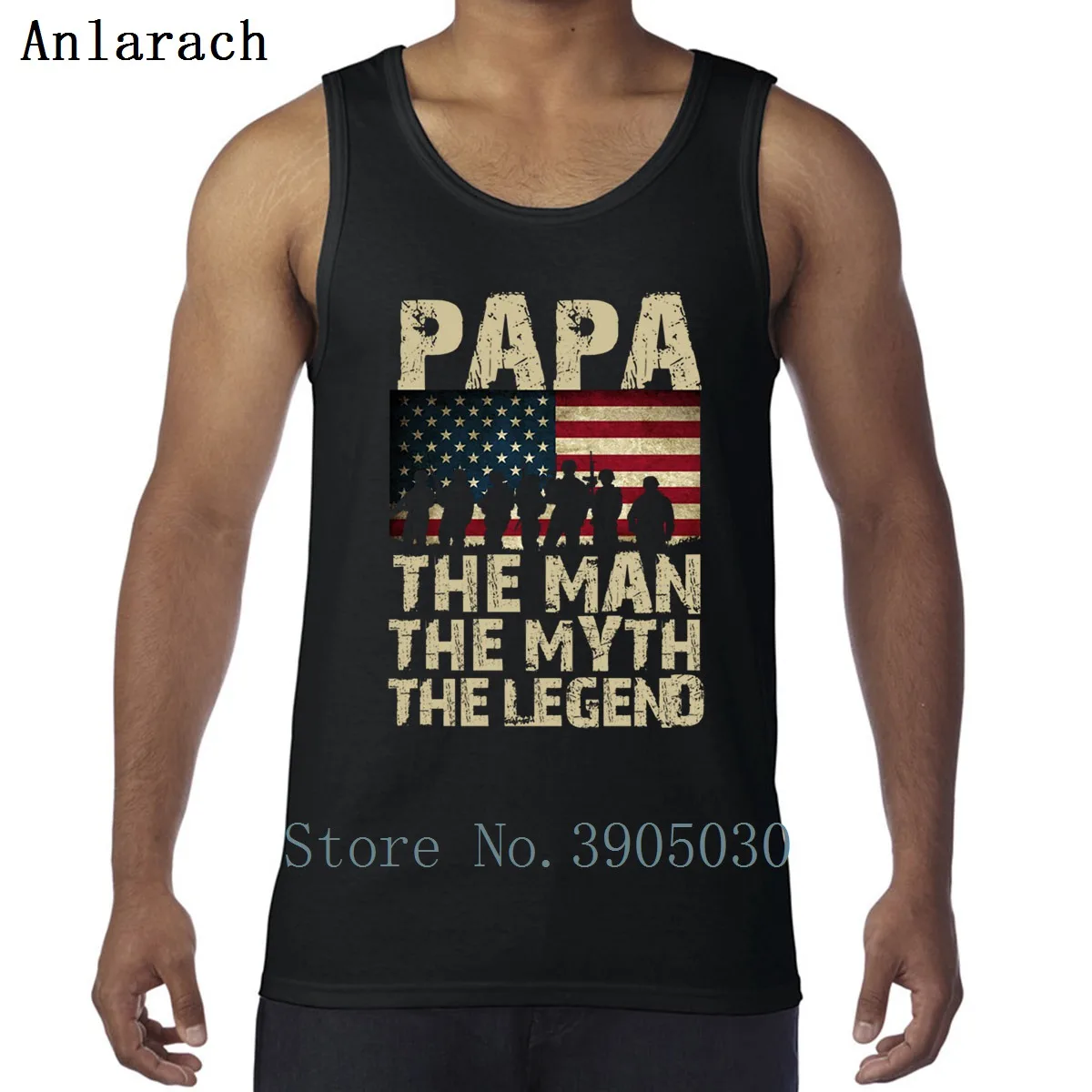 Новинка, мужская майка без рукавов с надписью "The Man Myth Legend Papa" - Цвет: Black