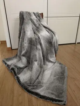 

New Product Model Room Home Leisure Blanket Gray Super Soft High Imitation Rex Rabbit Fur Blanket
