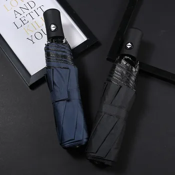 

Creative Tri-fold Fully Automatic Sunny Umbrella Fold Business Black Glue Sunscreen Parasol Anti-UV Sun Umbrella Wholesale