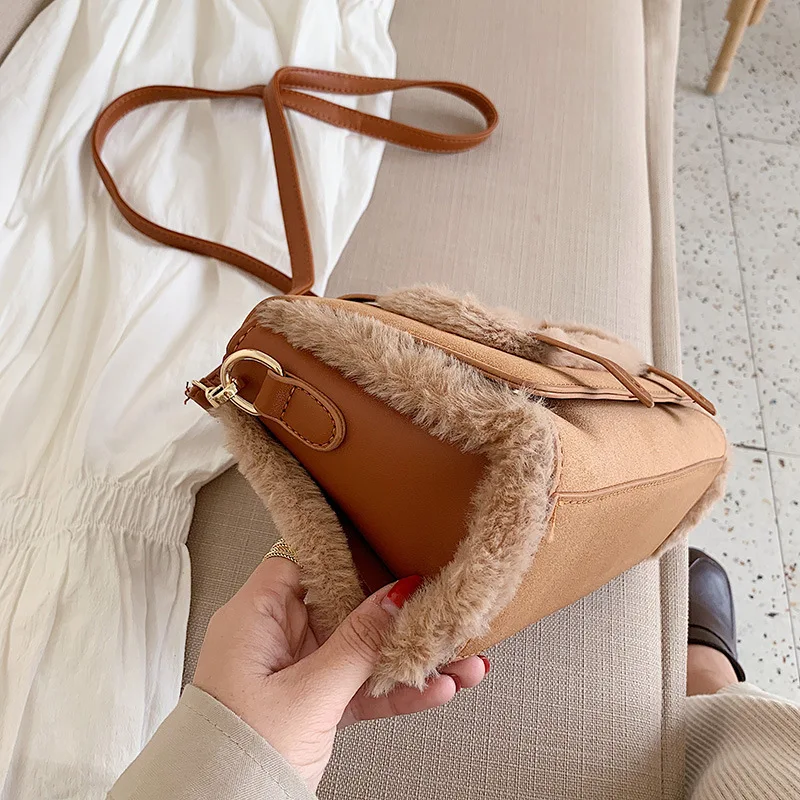 

2019 Autumn And Winter WOMEN'S Bag Korean-style Square Sling Bag Contrast Color INS-Style Sweet Ladies' Lettered Dull Polish Sho