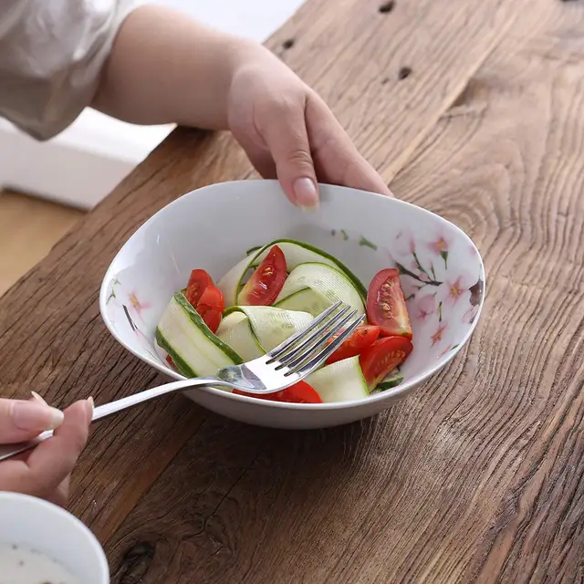 Veweet Annie 48 Darabos Porcelán Kerámia Edényes Vacsora Tányérkészlet Tál, Desszert Tányér, Leves Tányérok - Image 6