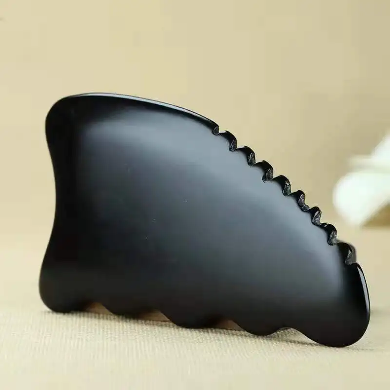 

Sawtooth Wave New Style Face Massage Gua Sha Tool Crystal China Black Bian Shi Stone Skin Care Health Massager Head Body Scraper