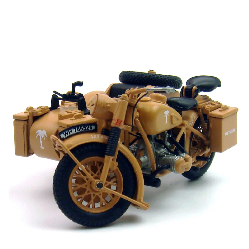 Литье под давлением 1:24 немецкий R75 модель мотоцикла с коляской Второй мировой войны военные модели сплав мотоциклетная коляска мотоцикл Миниатюрный - Цвет: brown