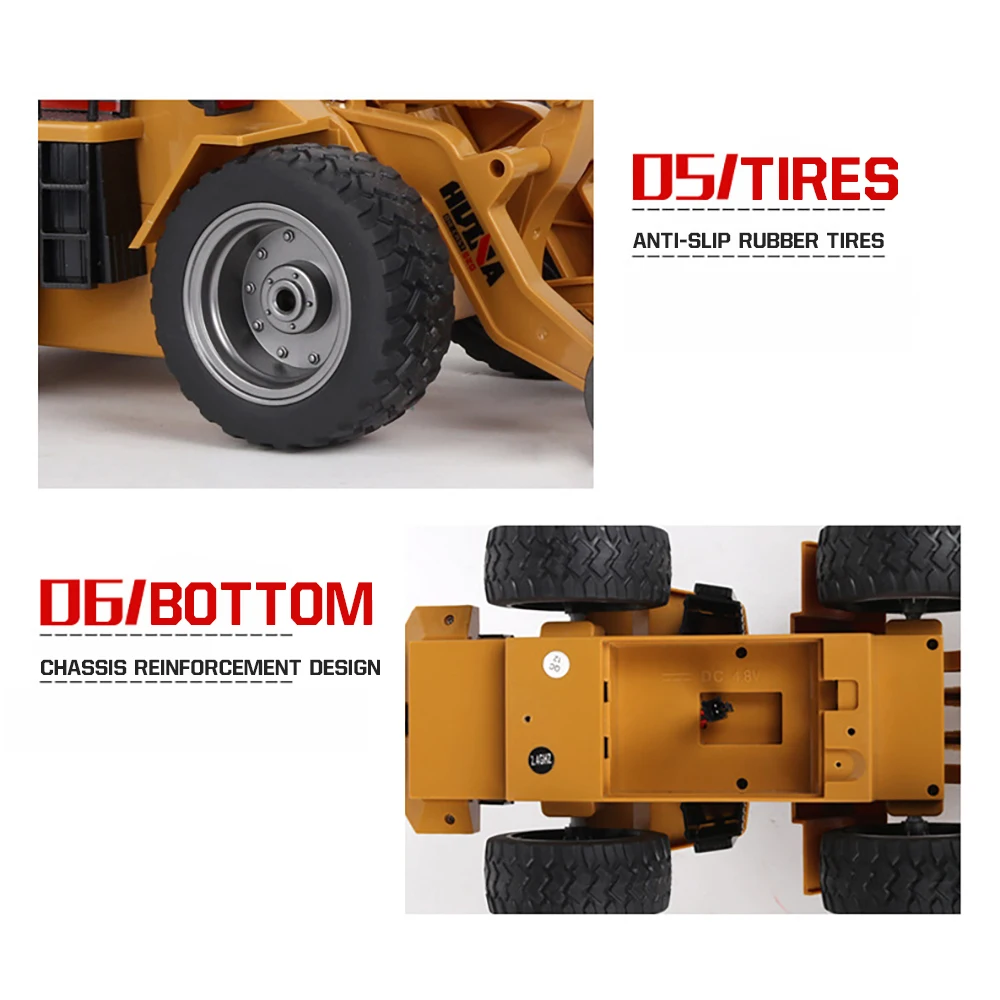 HUINA 1/18 RC Truck Bulldozer Car Alloy Tractor Model 2.4G Radio Controlled Car Engineering Cars Excavator Toys For Boys kid 5
