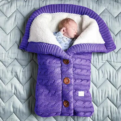 Спальные мешки для новорожденных; вязаные зимние теплые детские коляски; спальный мешок; бархатная вязаная уличная пеленка для малышей - Цвет: Color6