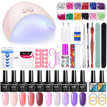 

Nail Set UV LED Lamp Dryer With 18/12/10pcs Nail Gel Polish Kit Soak Off Manicure Tools Set electric Nail drill For Nail Tools