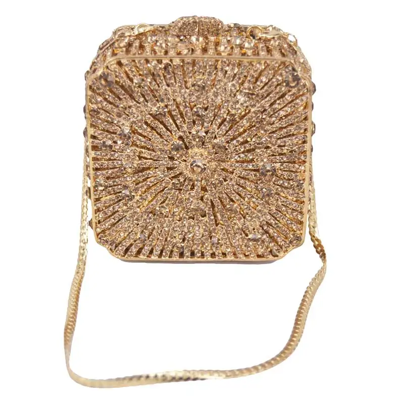 

Elegant Gold Women Crystal Evening Handbags Metal Mini Chain Shoulder Bag Small Bags for Women Wedding Party Purse