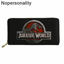 

Nopersonality Men Wallets with Coin Pocket Zipper Leather Long Purse 3D Printing Jurassic World Dinosaur Party Wallet Women 2021