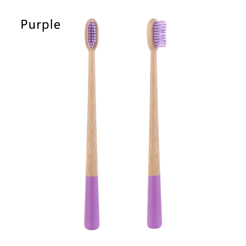 1PC Bamboo Toothbrush Vegan Biodegradable Eco Soft Medium Dental Health Natural Brush Wood Handle Oral Hygiene Care Tools - Цвет: purple