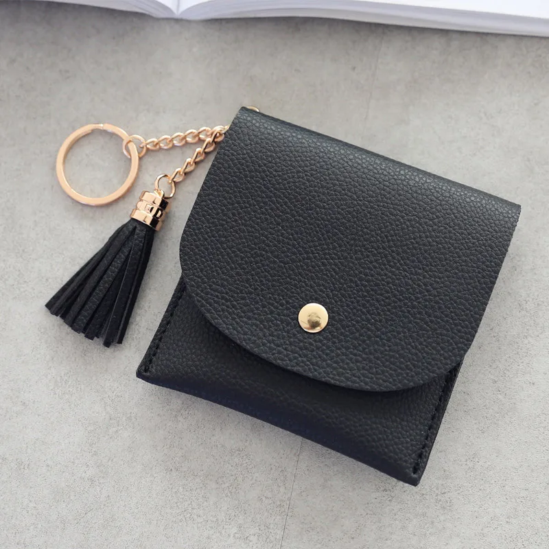 Fashion Women Credit Card holder with Key Ring Small Tassel Cards Wallets for Girls Lady Sweet Mini Purse porte carte leather wallet wallet card holder card holder coin purse credit card holder credit card wallet card wallet coin purse wallet