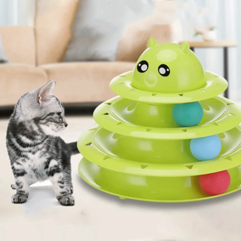 Cat Toy Interactive Roller Toys 3 Level Towers Tracks Roller With 3
