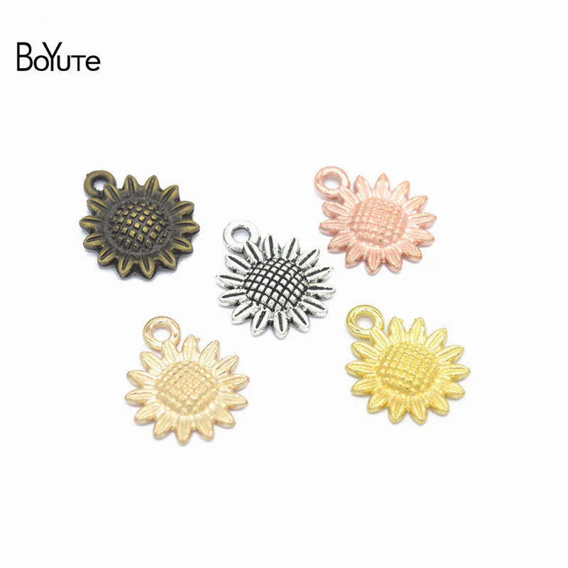 BoYuTe Charms (100 Pieces/Lot) Metal Alloy 18*15MM Sunflower Pendant Vintage Diy Hand Made Jewelry Accessories | Украшения и