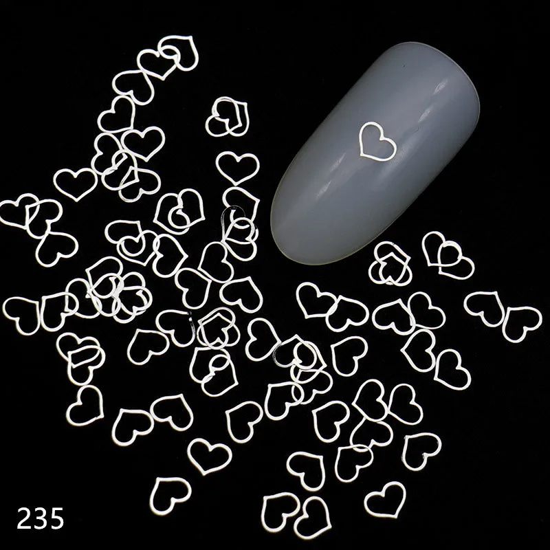 100 шт Бабочка наклейки для ногтей ультра-тонкие хлопья 5 мм металлический дизайн ногтей, заклепка аксессуары для салона золотые цвета 3D украшения для ногтей - Цвет: 235