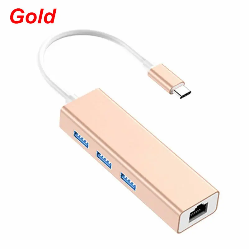 Gold Тип C к USB 3,0 концентратор RJ45 Ethernet Lan Сетевой адаптер для MacBook Pro ноутбуки A5YA - Цвет: Gold