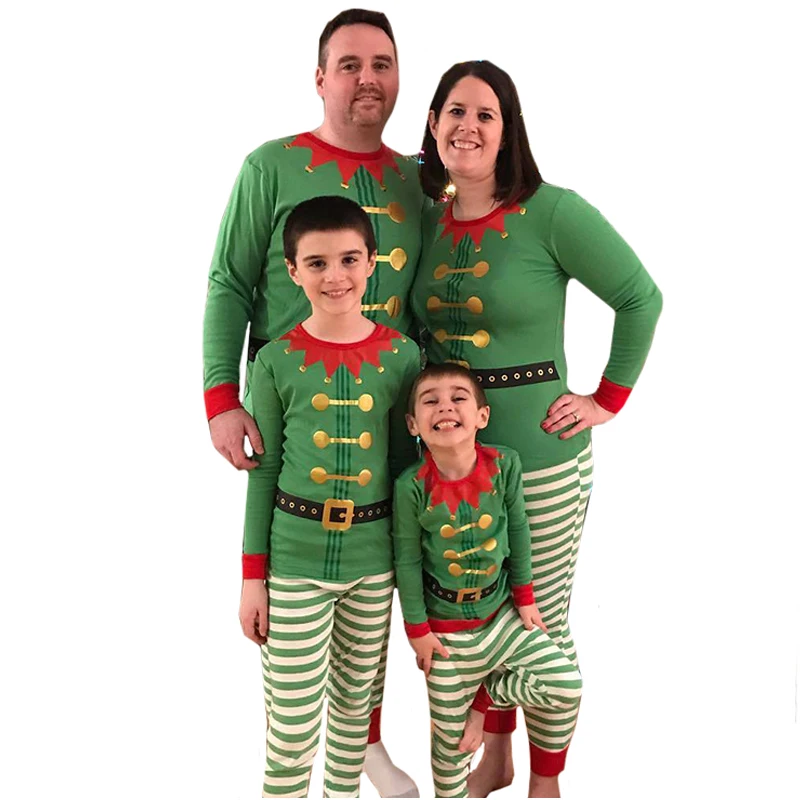Рождественские пижамы для всей семьи; комплекты пижам; одежда для сна на Рождество зеленого цвета для детей и взрослых; одежда для сна; семейный повседневный комплект одежды с Санта-Клаусом