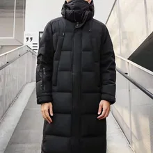 Зимний толстый мужской женский пуховик, модный удлиненный теплый пуховик с капюшоном, Высококачественная брендовая одежда размера плюс XS 4XL