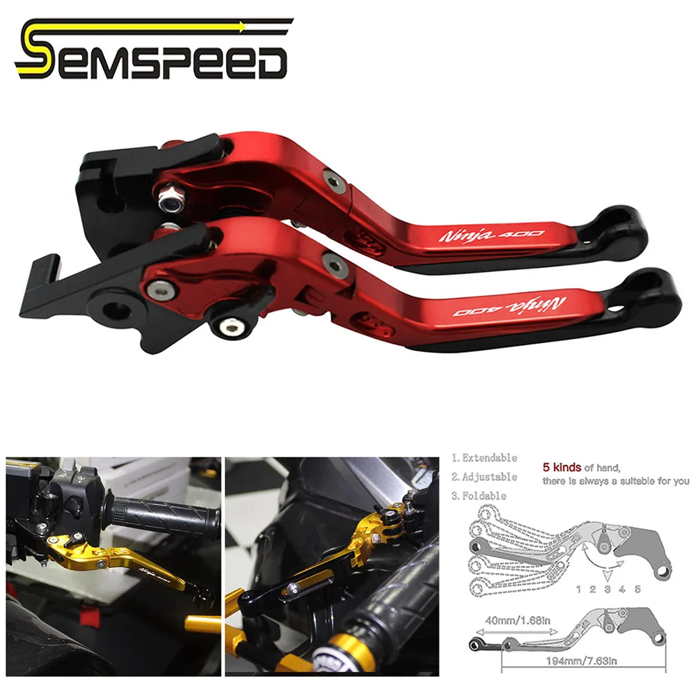 SEMSPEED Ninja400 logo For Kawasaki Ninja 400 2018 2019 2020 Motorcycle CNC Foldable Extendable Brake Clutch Levers Handle Grips |