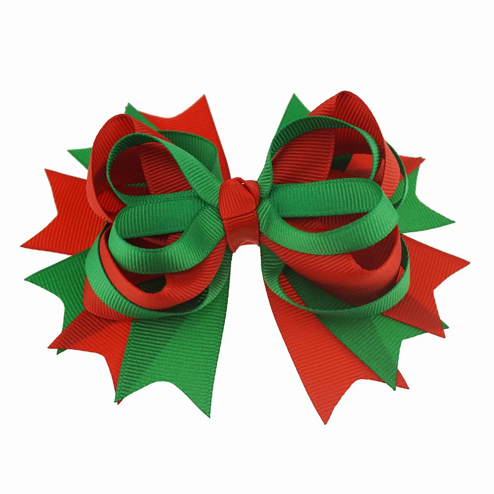 

1pc 5Inches Girls Christmas Hair Bows With Hairpins Solid Ribbon Bows Children Headwear Kids Hair Accessories Factory Wholesale