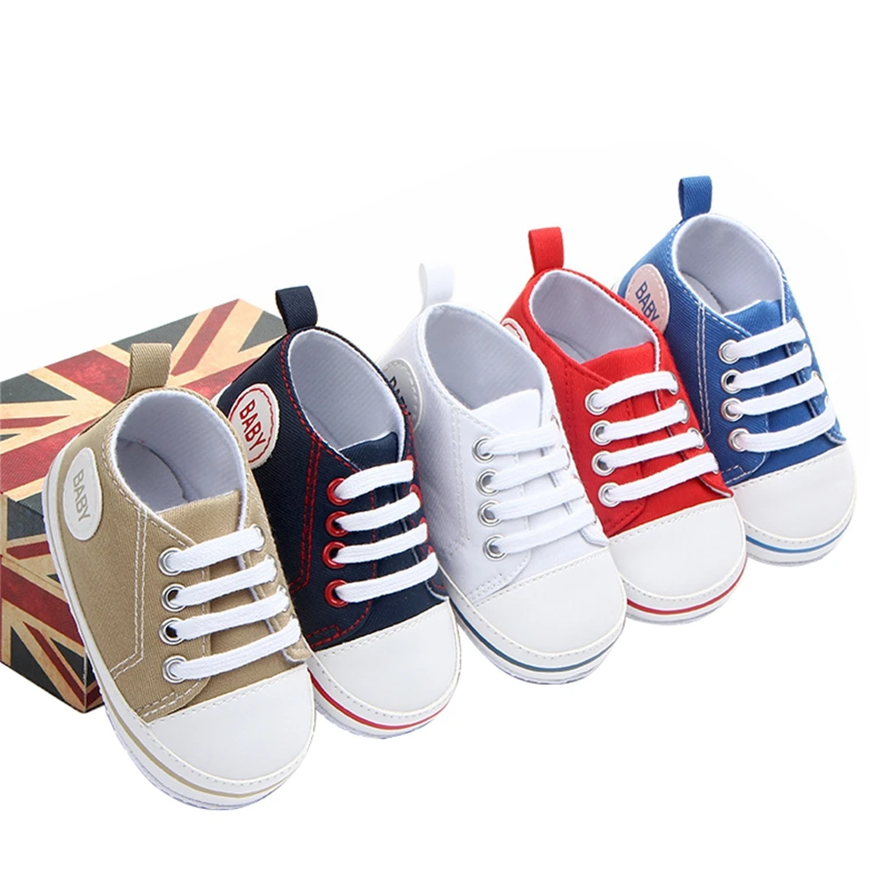 Baby shoes children sports shoes Baby Canvas Classic Sports Sneakers Newborn Boys Girls Letter Print First Walkers Anti-slip