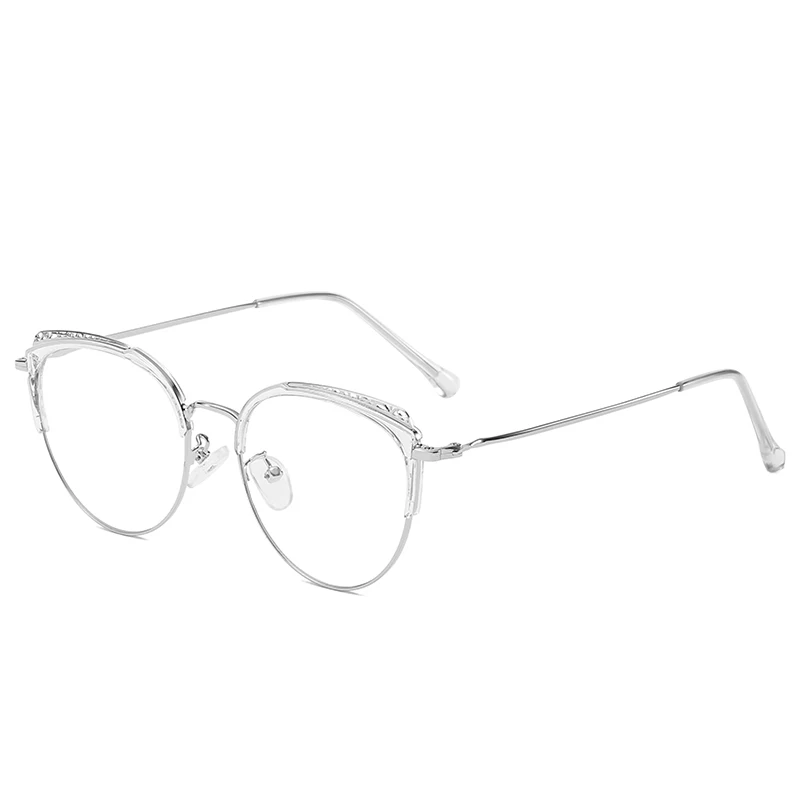 Роскошные очки, легкие овальные очки, Простые Модные прозрачные металлические украшения, женские очки унисекс Lentes Mujer 16005 - Цвет оправы: Silver