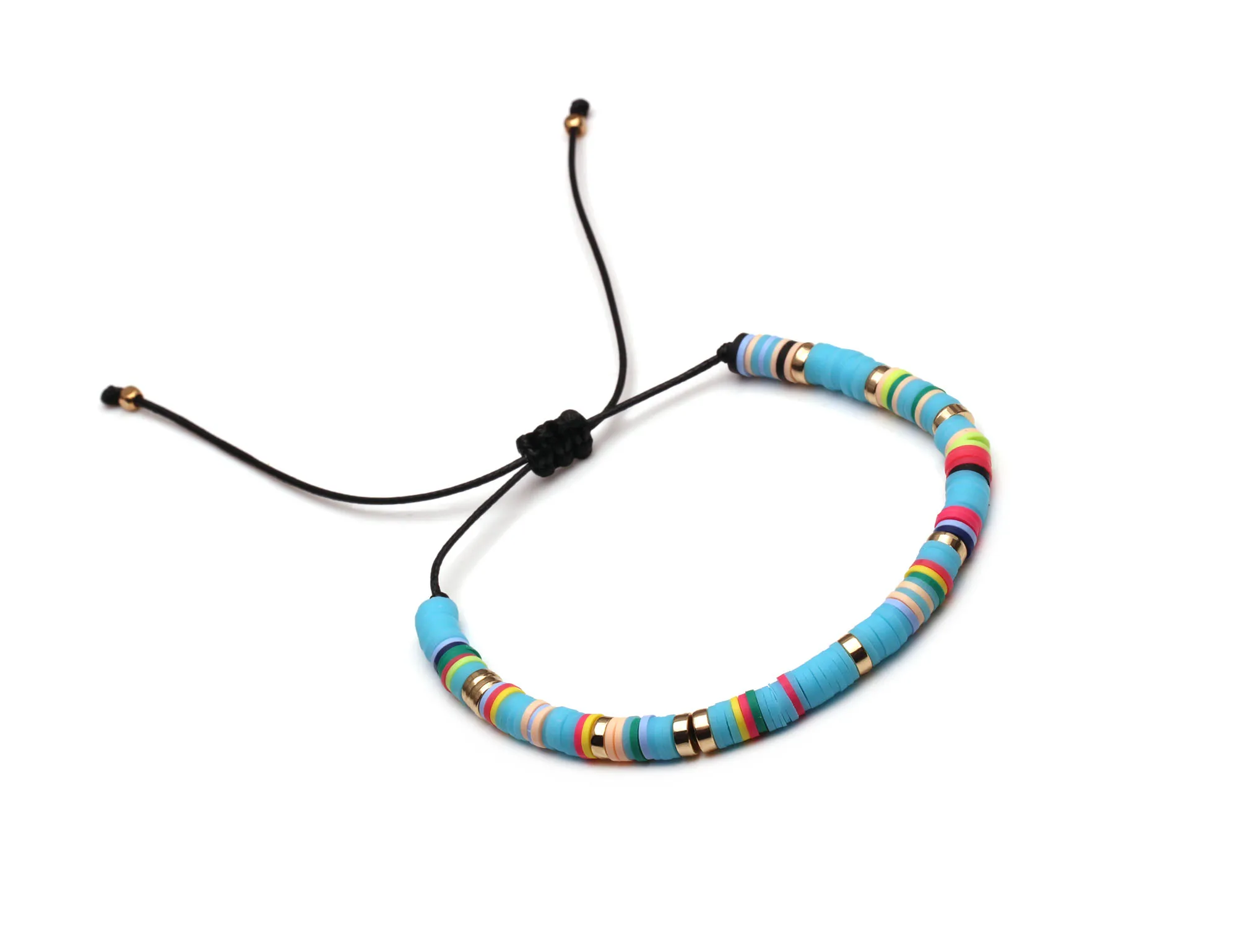 Африканский виниловый браслет Heishi Beads для мужчин и женщин Новая мода Черный вощеный шнур синий зеленый розовый Полимерная глина бисер CCB ювелирные изделия