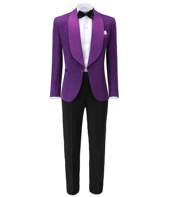 $US $75.00 Mens Wedding Suits 2019 Italian Design Custom Made Black Smoking Tuxedo Jacket Notch Lapel Groomsmen Jacquard(Blazer+vest+Pants)