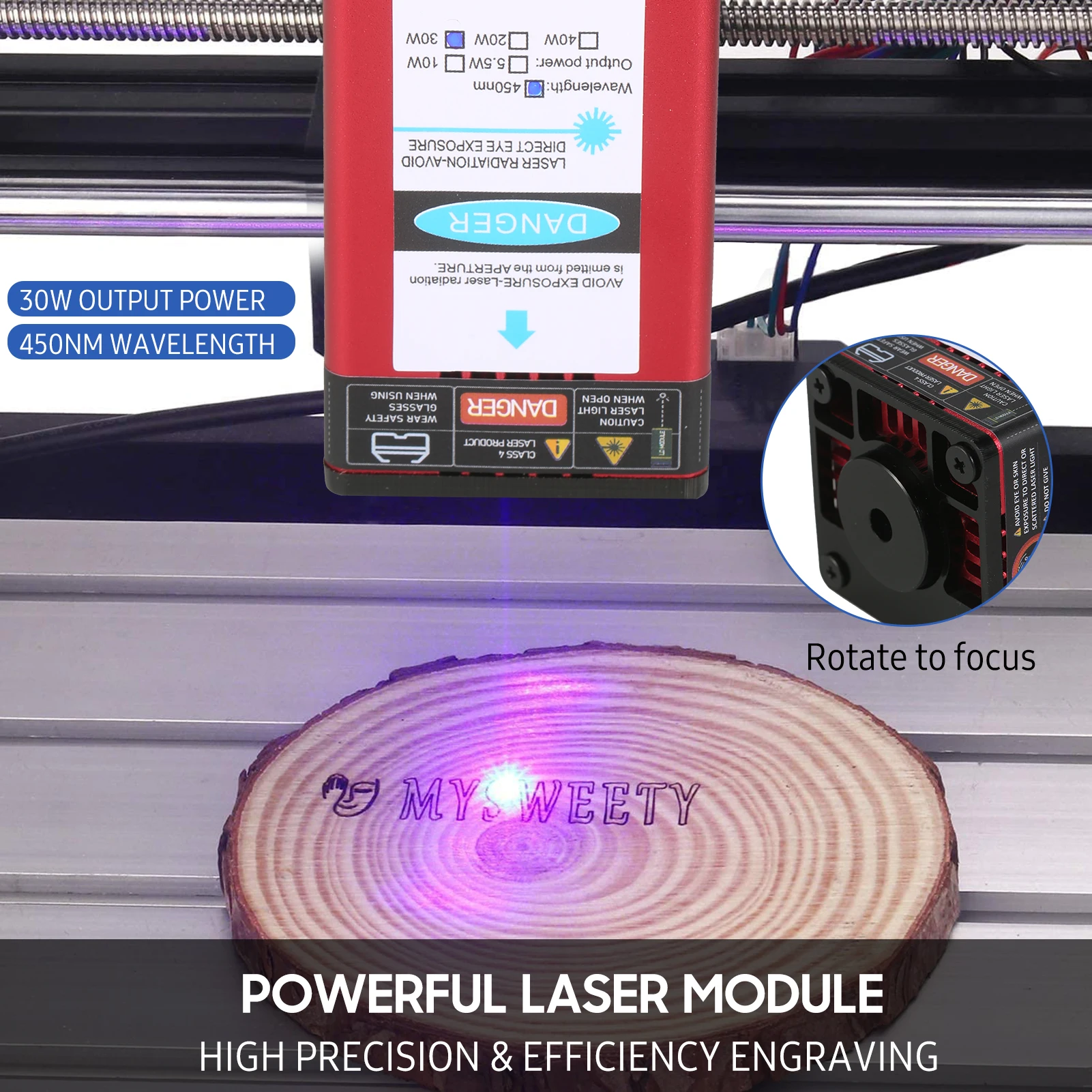 30W Laser Module Laser Head 450nm Blue Lase for Laser Engraving Machine