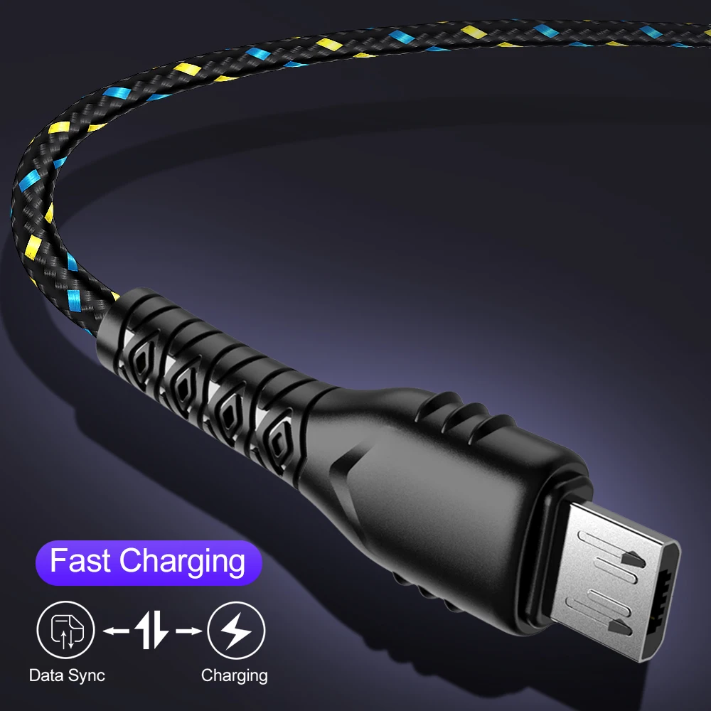 Олаф нейлоновый плетеный кабель Micro USB 2.4A кабель для быстрой зарядки 1 м 2 м 3 м для samsung huawei Xiaomi Android провод для мобильного телефона