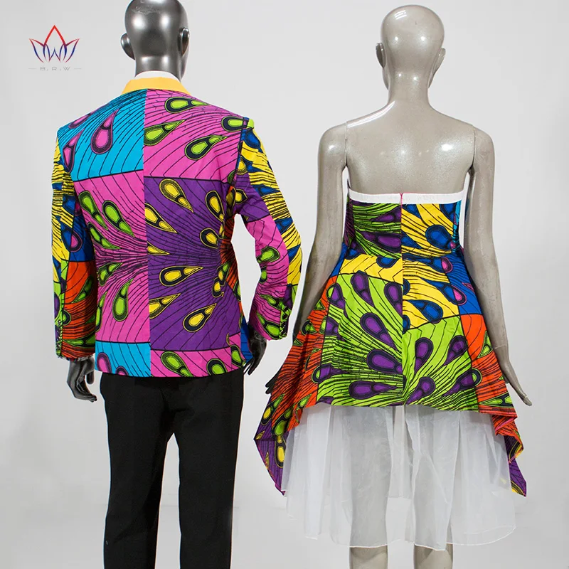 Африканские платья для пар Дашики пара костюм для вечерние/Свадебные африканские парные одежды Индивидуальные оптом WYQ272