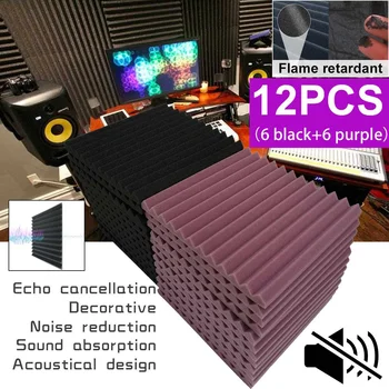 

12 Pcs Soundproofing Foam Studio Acoustic Panels Studio Foam Wedges 1X12X12 inch Soundproof Absorption Treatment Panel