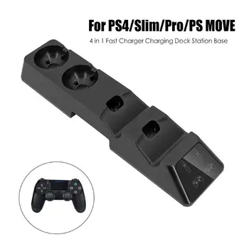 

Black Gamepad Charger ABS Controller Charger Status Display Screen 4 Charging Dock Station Stand for PS4/Slim/Pro/PS MOVE