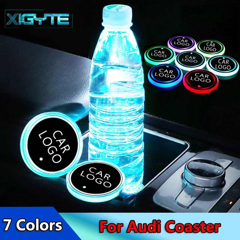 

2X Car Styling Luminous Logo Light LED Cup Drink Holder Anti Slip For Audi a5 a6 a7 a8 Q5 Q6 Q7 b8 b6 c6 8p b7 Car accessories