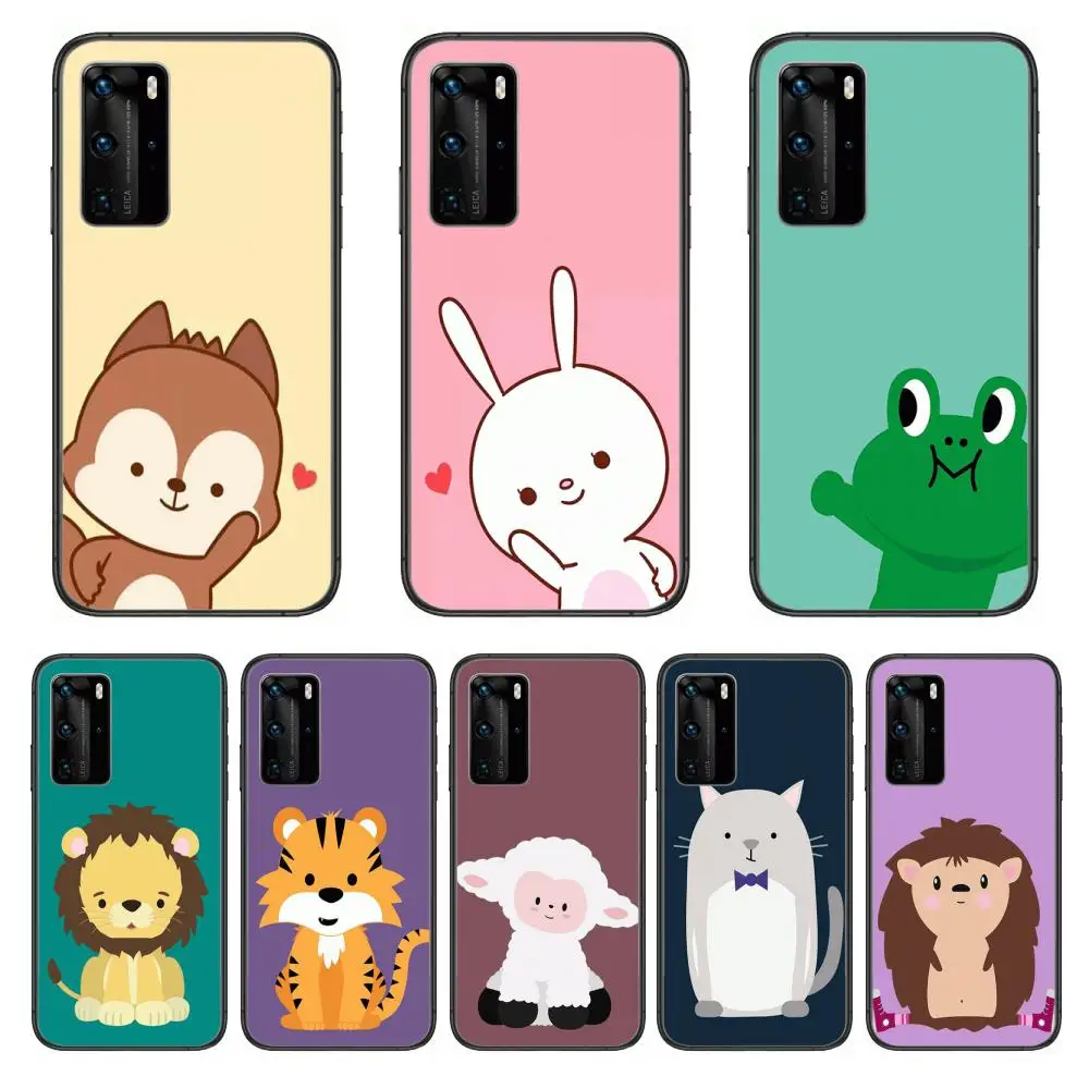 Cartoon Animal Lovely Phone Case For Huawei P 40 30 20 10 9 8 Lite E Pro Plus Black Etui Coque Painting Hoesjes comic fashion | Мобильные