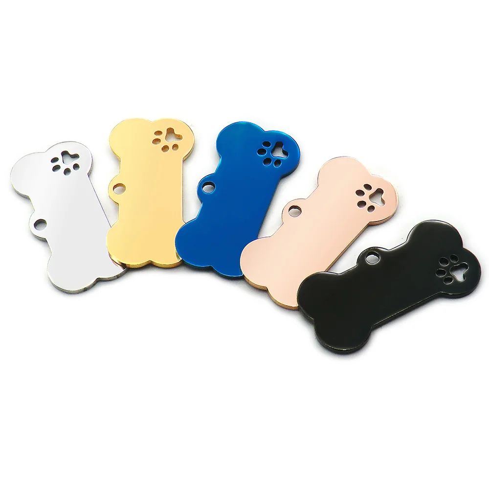 atacado pçs personalizado colar inoxidável osso pet id tag gravado nome do animal de estimação filhote de cachorro cão tag pingente osso acessórios para animais de estimação