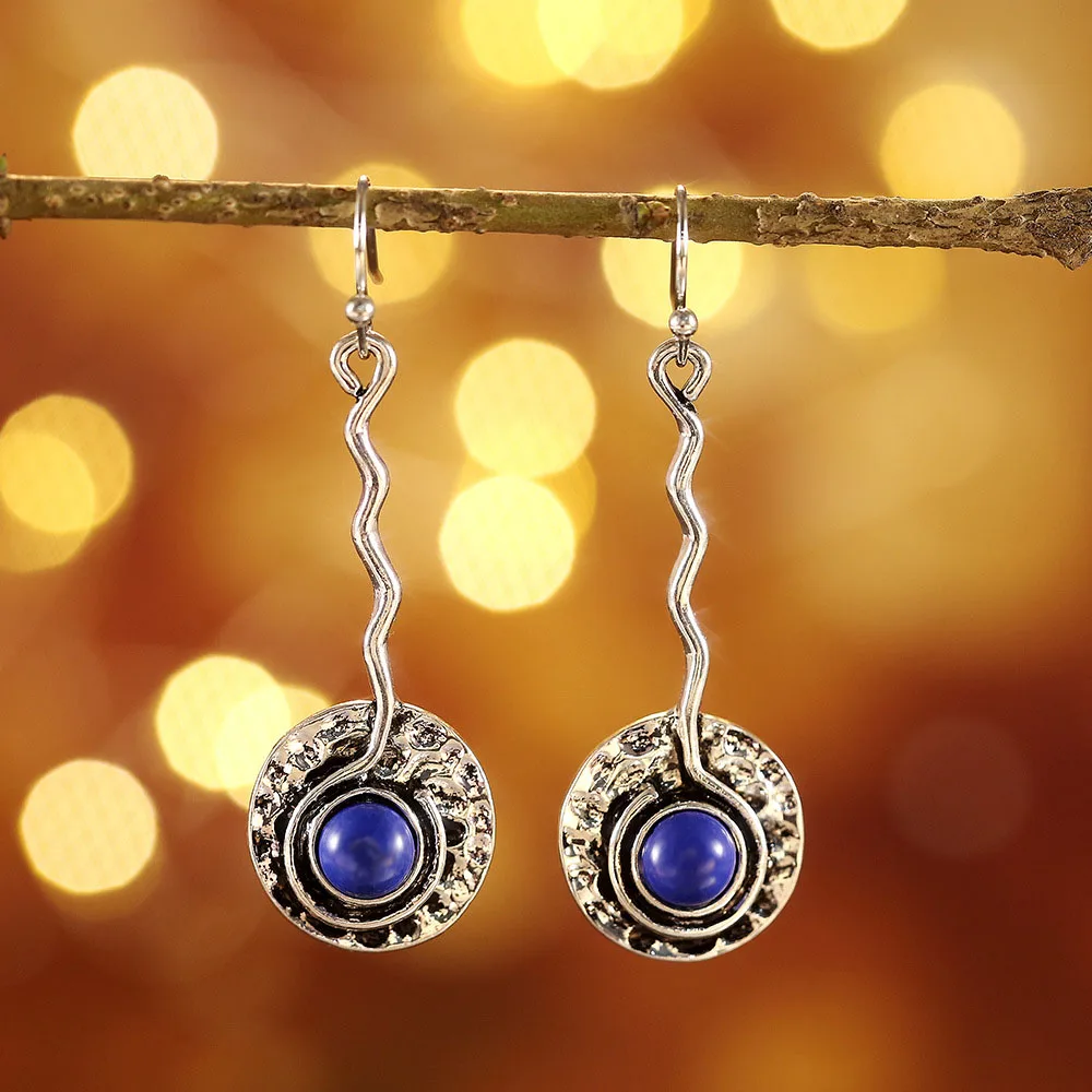 Yobest New Boho Vintage Silver Color Round Ear Hook Tribal Earrings Retro Big Flower Long Hanging Statement Jewelry | Украшения и