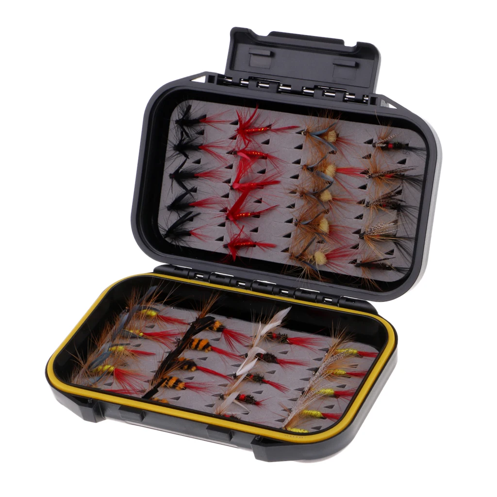 40pcs Fly Fishing Lure Colorful Wet / Dry Simulation Flies Butterfly Baits Waterproof box for Fishing Lovers