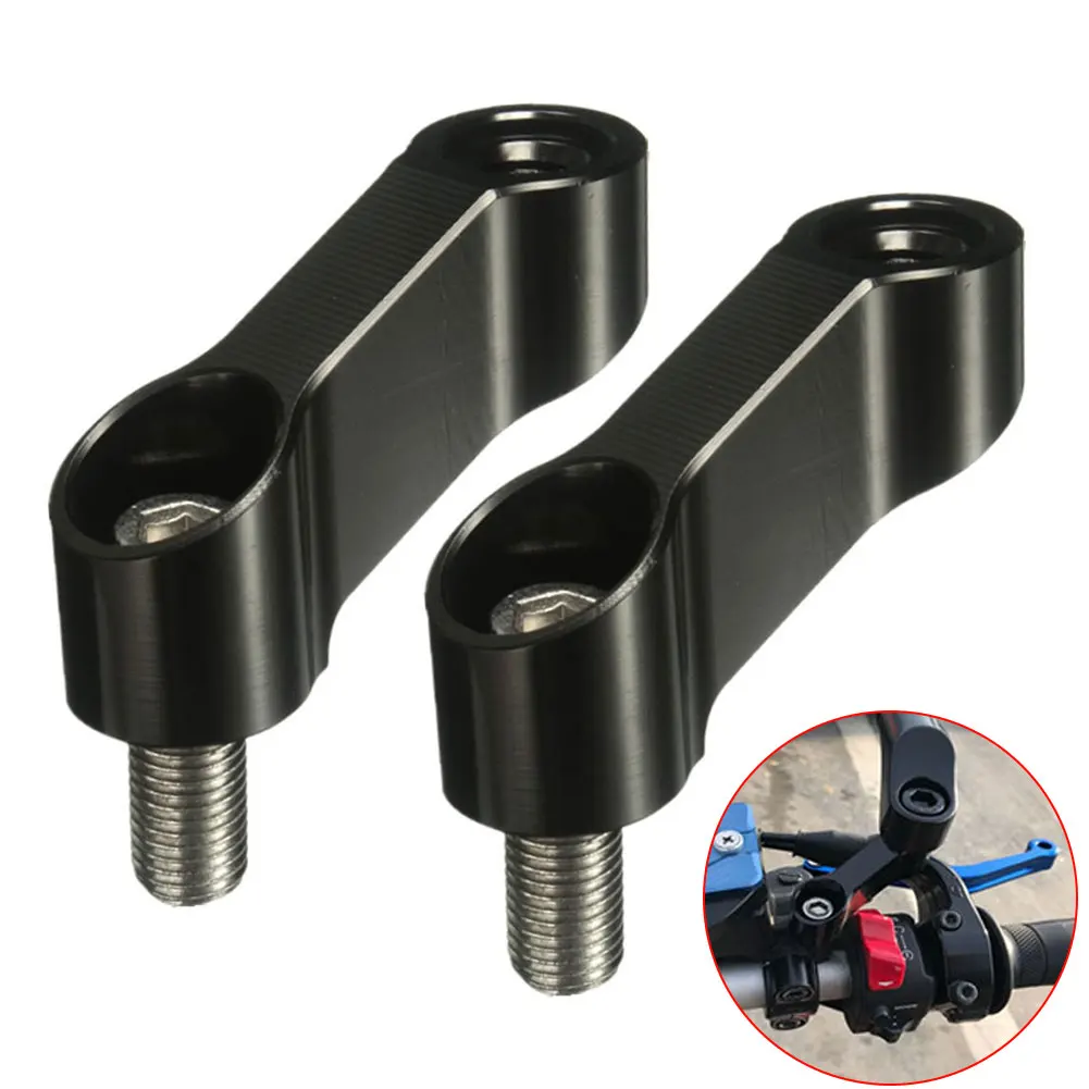 

2 Pcs Motorcycle Mirror Extender Adapters Riser Mirrors Extender Adaptor Adapter Rear View Mount Handle Bar Base CNC Aluminum